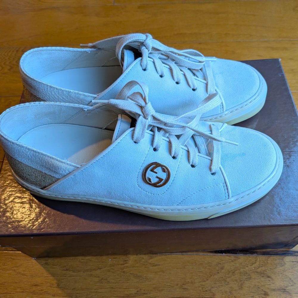 Gucci Women's Pelle Gomma White Sneakers | NWT - Picture 2 of 8
